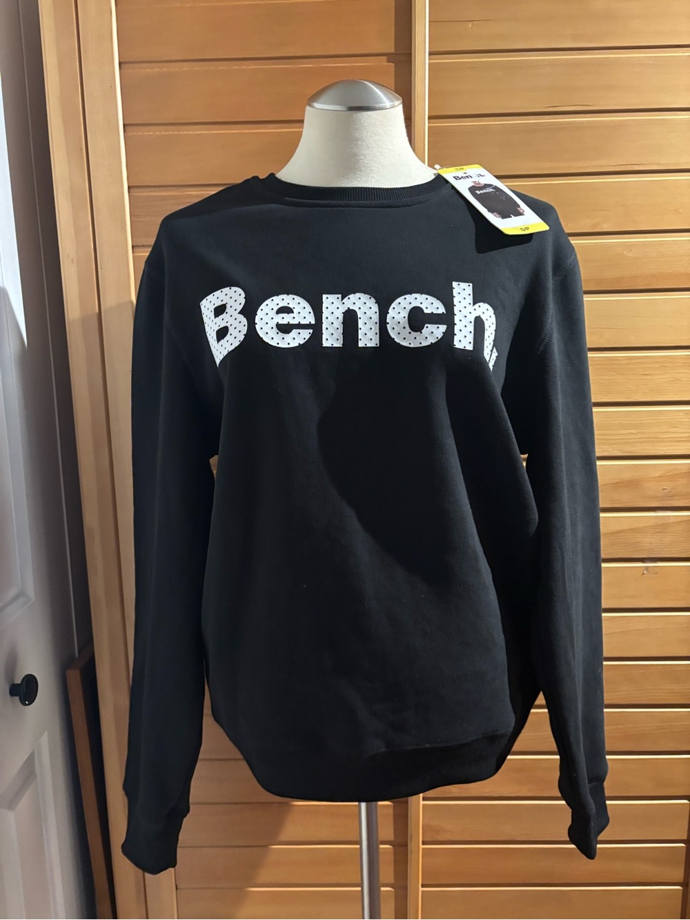 NWT Bench Black Crewneck Sweatshirt with White Polka-Dot Logo